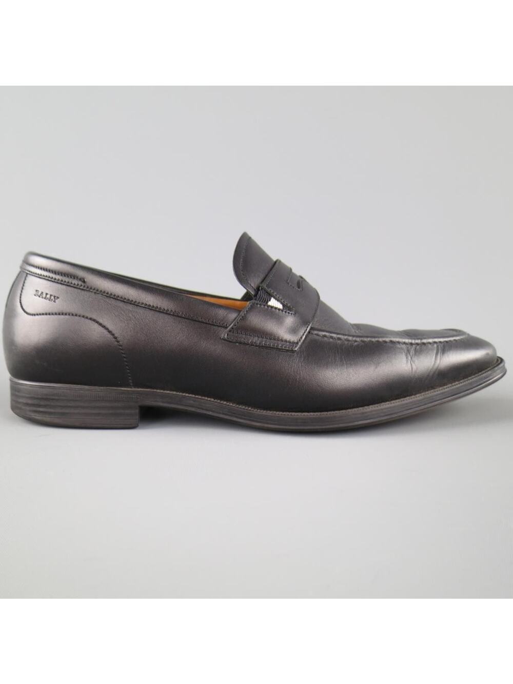 BALLY Size 7.5 Black Leather Penny Loafers